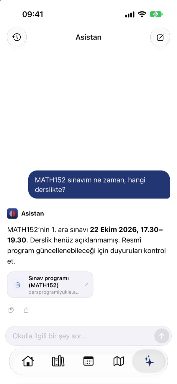 Asistan ekranında kaynak kartıyla bir yanıt